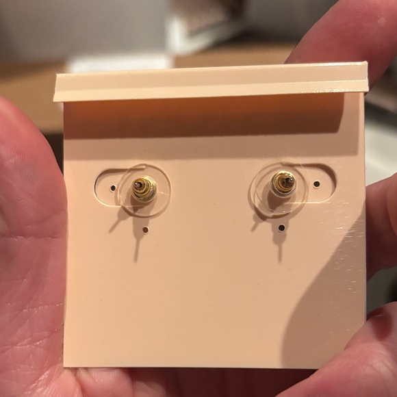 Stony Green & Gold Teardrop Earrings Dangle Drop Statement, NWT - Picture 6 of 6